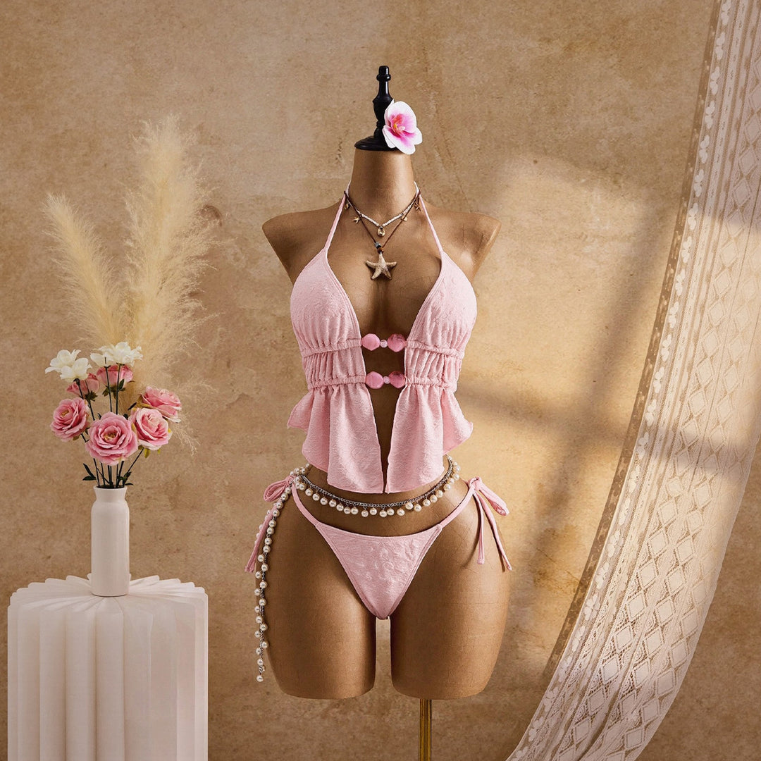 Damen Triangel-Bikini mit luftiger Rüsche Drune