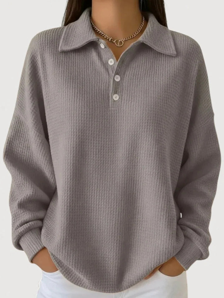 Damen Lässiges Waffel-Pullover