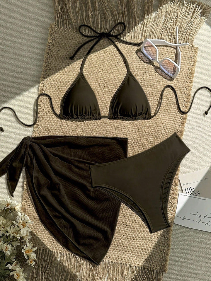 Damen Triangel-Bikini mit Wickeltuch und verstellbaren Trägern Drune