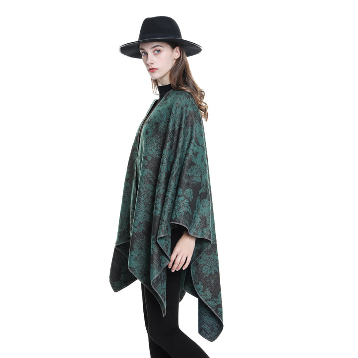 Damen Jacquard-Umhang mit floraler Strukturwebung und offenem Kimono-Fall Drune