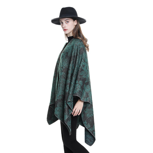 Damen Jacquard-Umhang mit floraler Strukturwebung und offenem Kimono-Fall Drune
