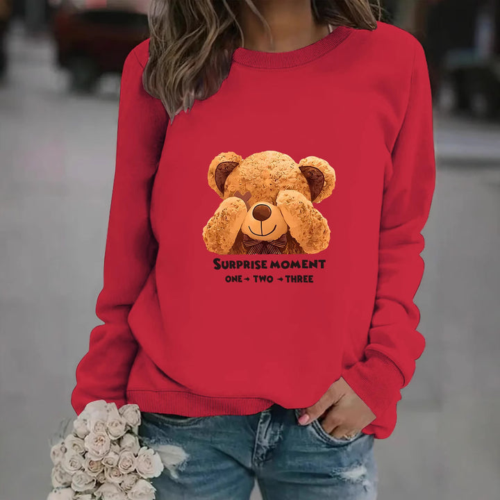 Damen Sweatshirt mit niedlichem Bärenmotiv und modernem Schriftzug Drune