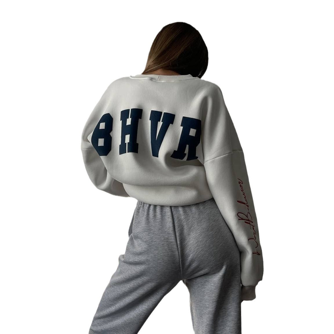 Damen Oversized Sweatshirt mit kreativem Retro-Druck Drune