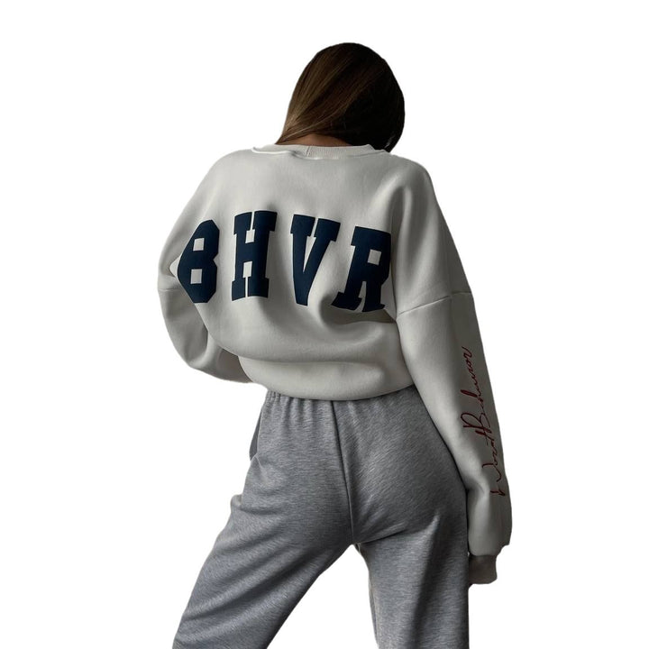 Damen Oversized Sweatshirt mit kreativem Retro-Druck Drune