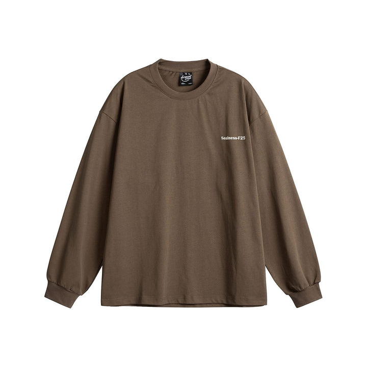 Unisex Oversize-Longsleeve mit dropped shoulder, gerippten Bündchen und minimalistischer Bruststickerei Drune