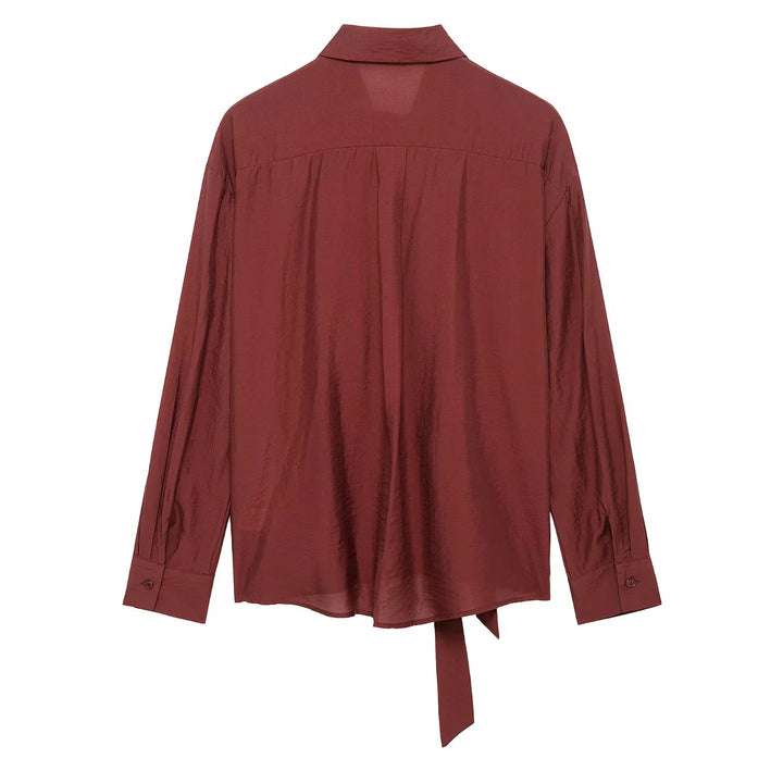 Damen nan locker geschnittene Hemdbluse mit Bindegürtel und kastigem Schnitt Drune