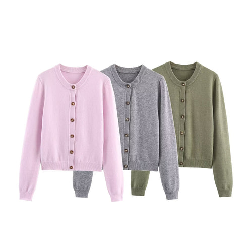 Damen elegante Strickjacke mit Knöpfen Drune