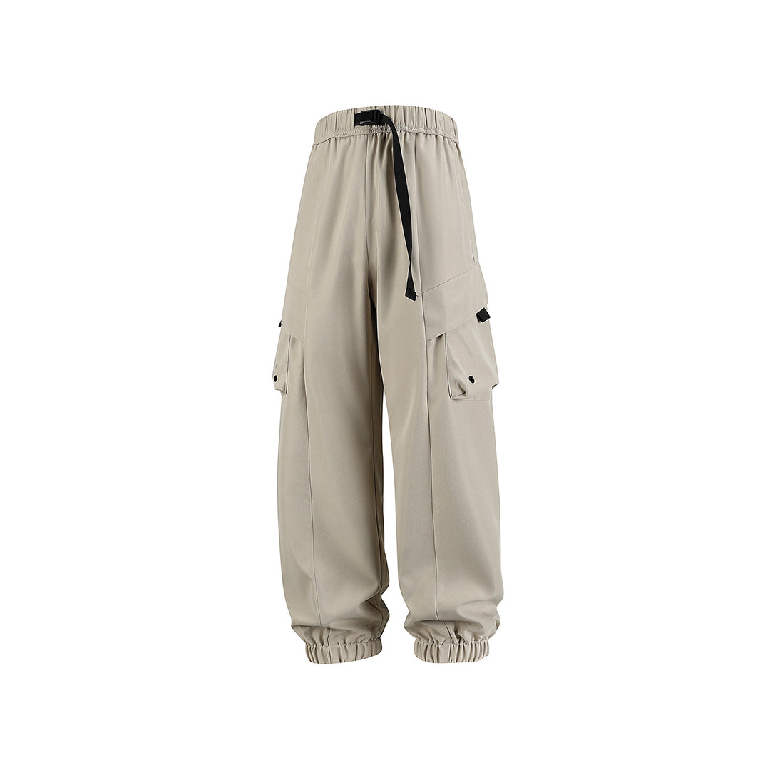 Herren Weite Cargo-Joggerhose mit elastischem Tunnelzugbund, Mehrfachklappentaschen und gerippten Knöcheln Drune