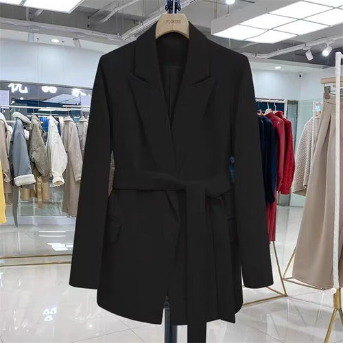 Damen Elegante Wickelblazer mit Gürtel Drune