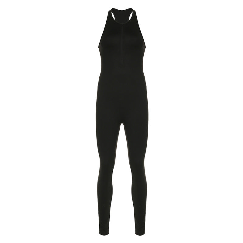 Damen Sportlicher einteiliger Bodysuit mit hohem Kragen und Reißverschluss Drune