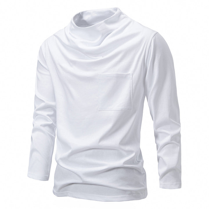Herren Langarmshirt mit Wasserfallkragen und Brusttasche Drune