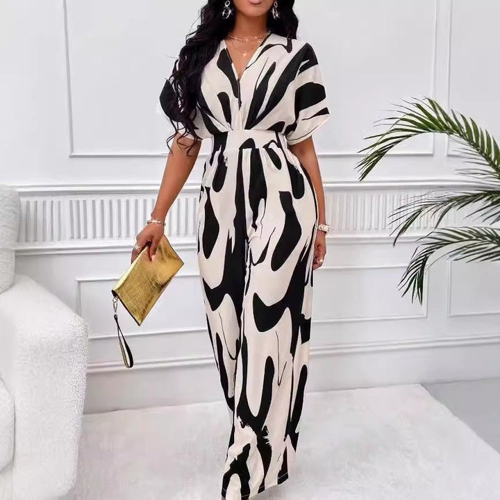 Damen Eleganter Jumpsuit mit weit geschnittenem Bein und raffiniertem Design Drune