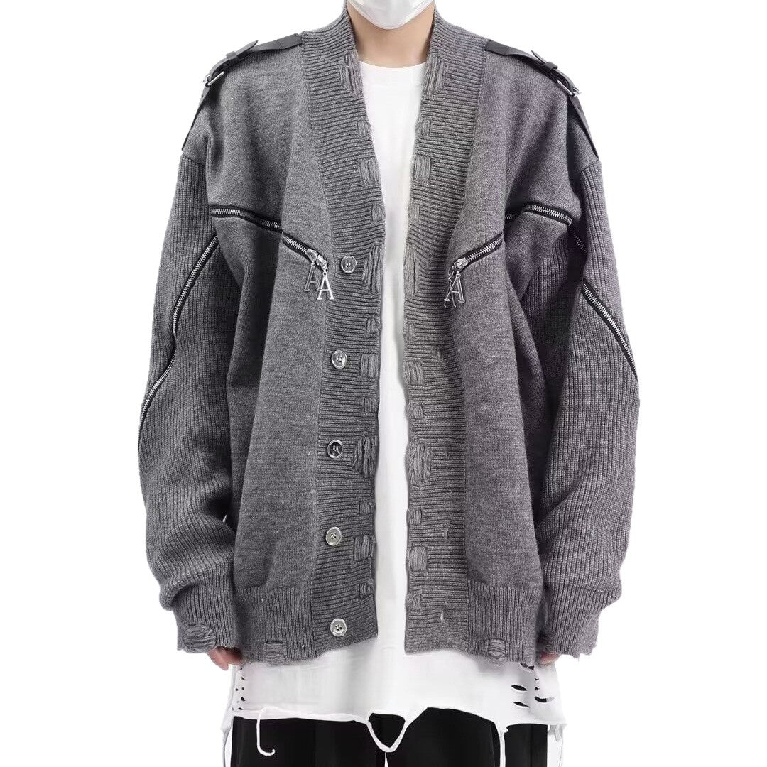Herren Modische Strickjacke mit einzigartigem Design und Reißverschlüssen Drune