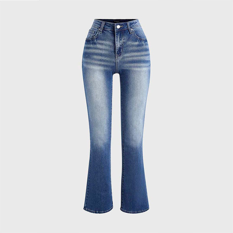 Damen Bootcut Jeans mit hohem Bund und schickem Washed-Effekt Drune