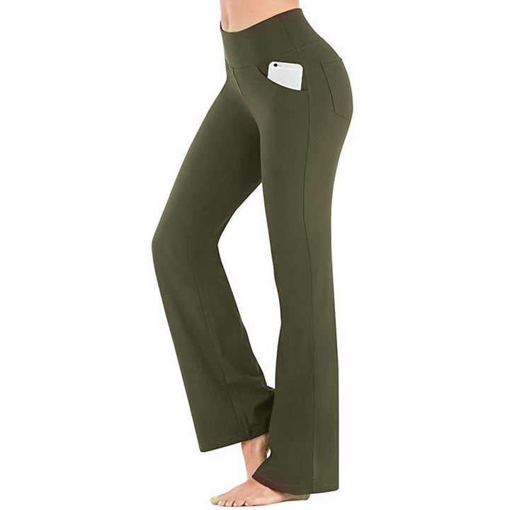 Damen nan ausgestellte Highwaist Yogahose mit seitlicher Handytasche und formendem Komfortbund Drune