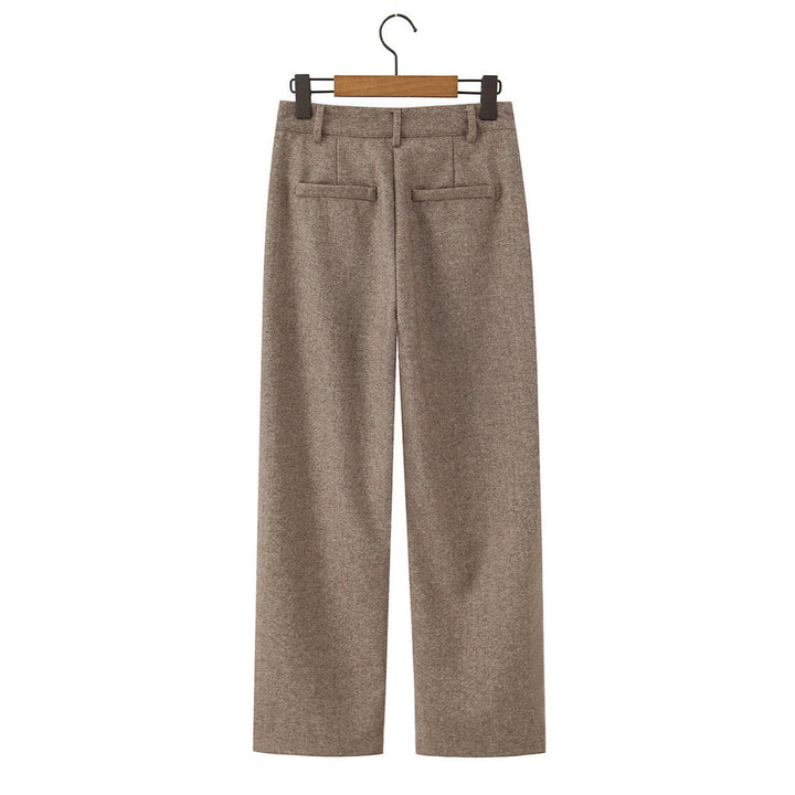 Damen Hochtaillierte weite Wolloptik-Hose mit geradem Bein Drune