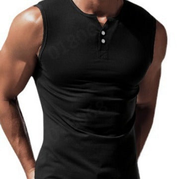 Herren ärmelloses Shirt mit Knopfleiste Drune