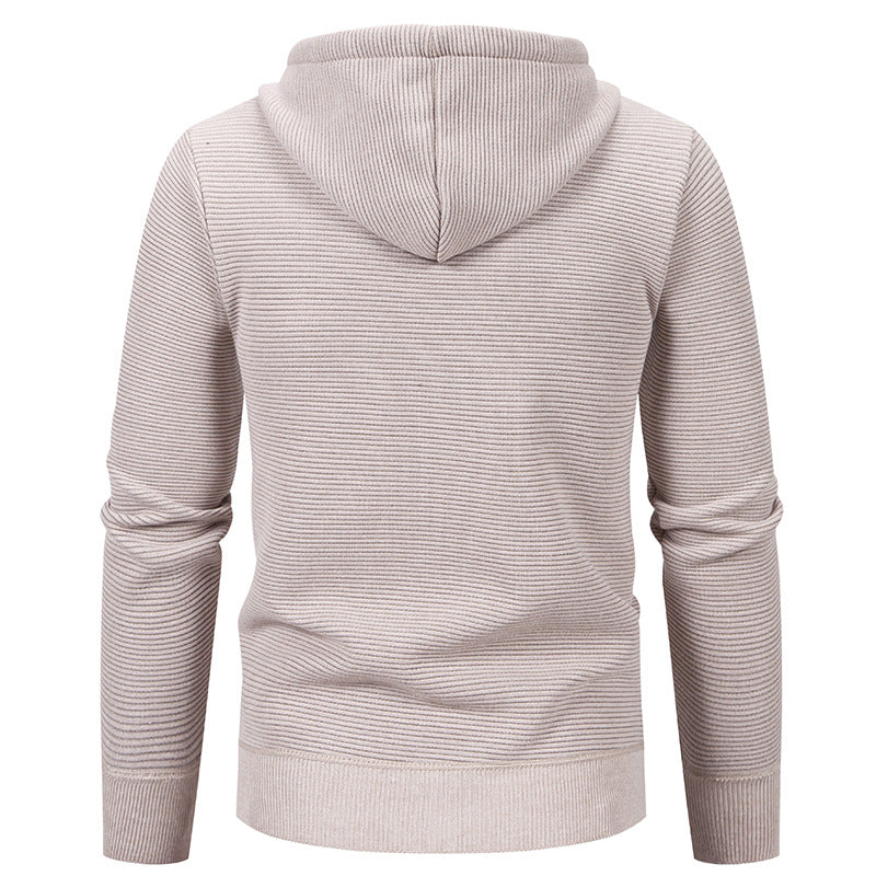 Herren nan strukturierte Reißverschluss-Strickjacke mit gefütterter Kapuze und weichem Teddy-Innenfutter Drune