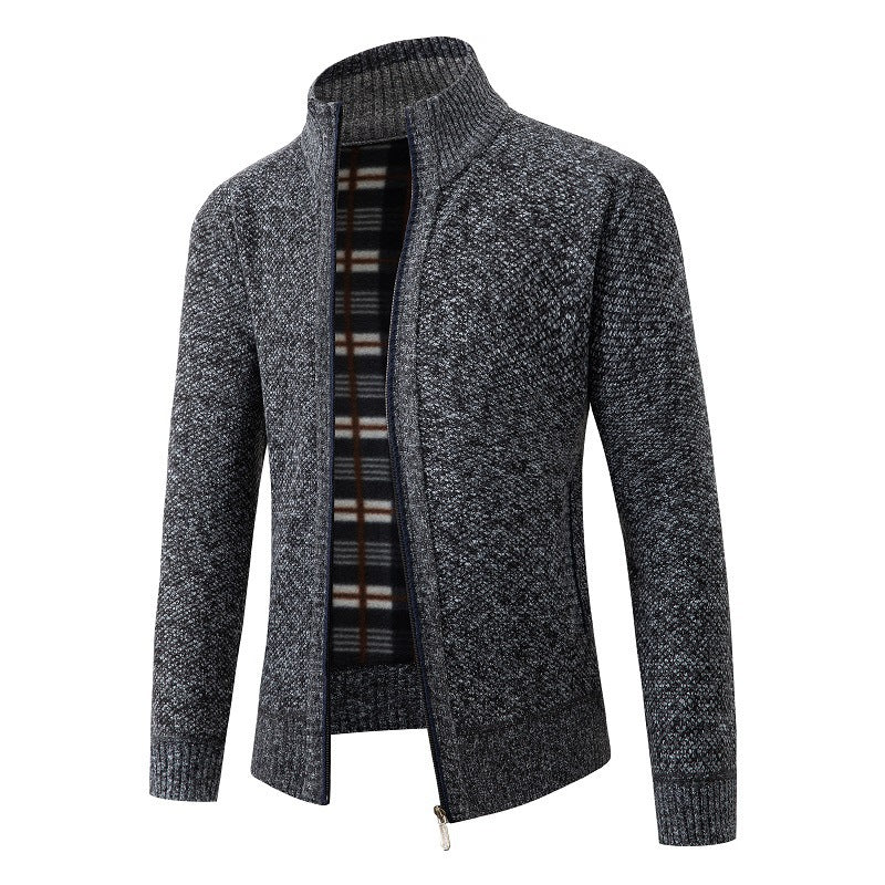 Herren elegante Strickjacke mit hohem Kragen und praktischem Reißverschluss Drune