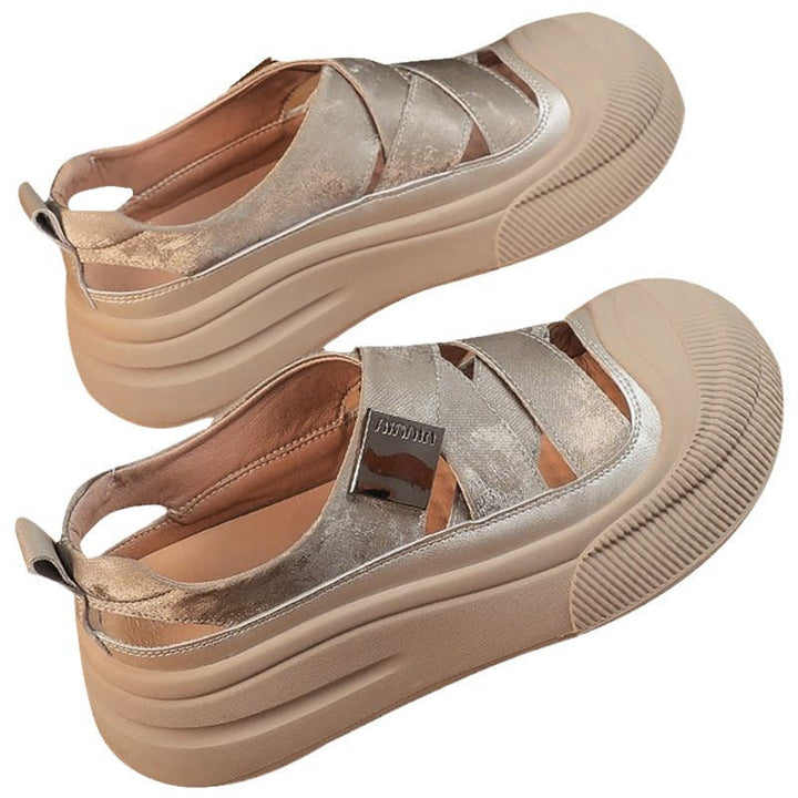 Damen Komfortable Plateau Slipper Drune
