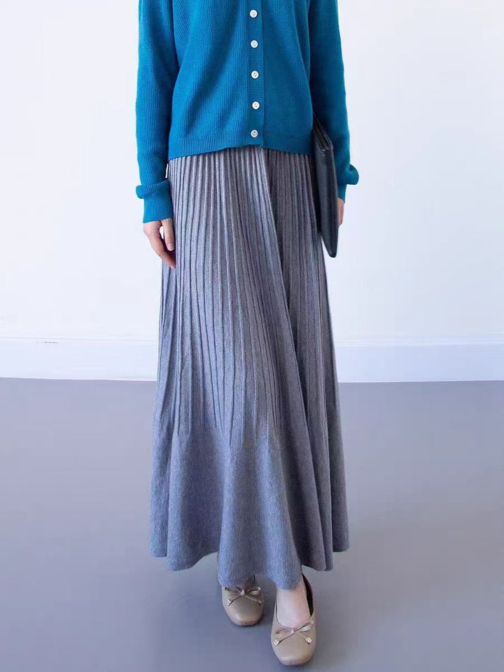 Damen eleganter Faltenrock mit hohem Bund Drune