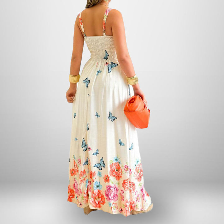 Damen Maxikleid mit floralem Design und verstellbaren Trägern Drune
