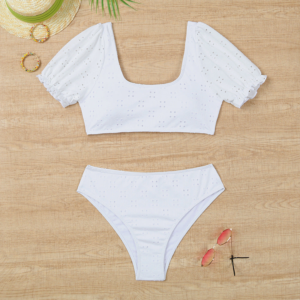 Damen Bikiniset mit Puffärmeln und floralen Details Drune