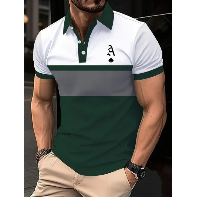 Herren Poloshirt mit modernem Nautikstreifen und kurzem Stehkragen Drune