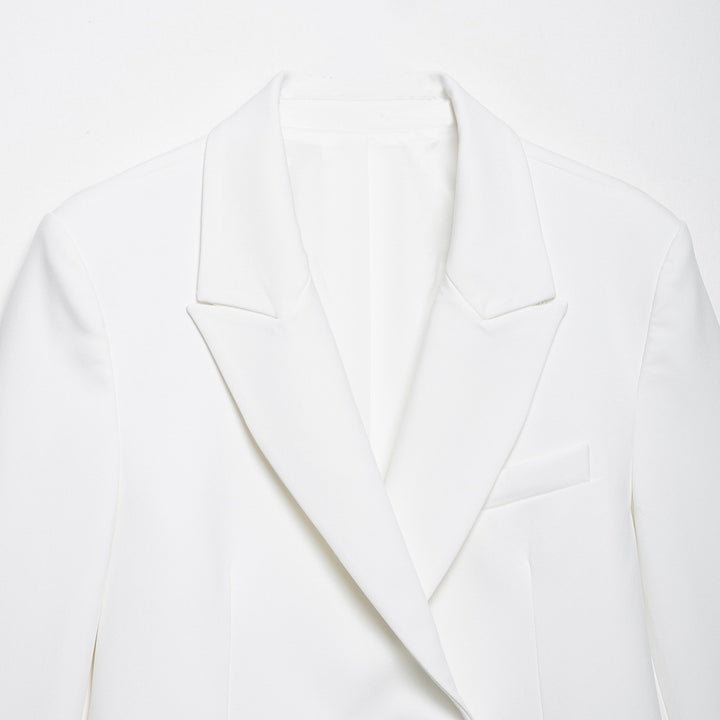 Damen Doppelreihiger Longline-Blazer mit Oversize-Schnitt und Paspeltaschen Drune