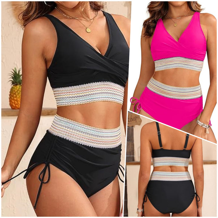 Damen Hoch tailliertes Bikiniset mit Wickeloberteil Drune