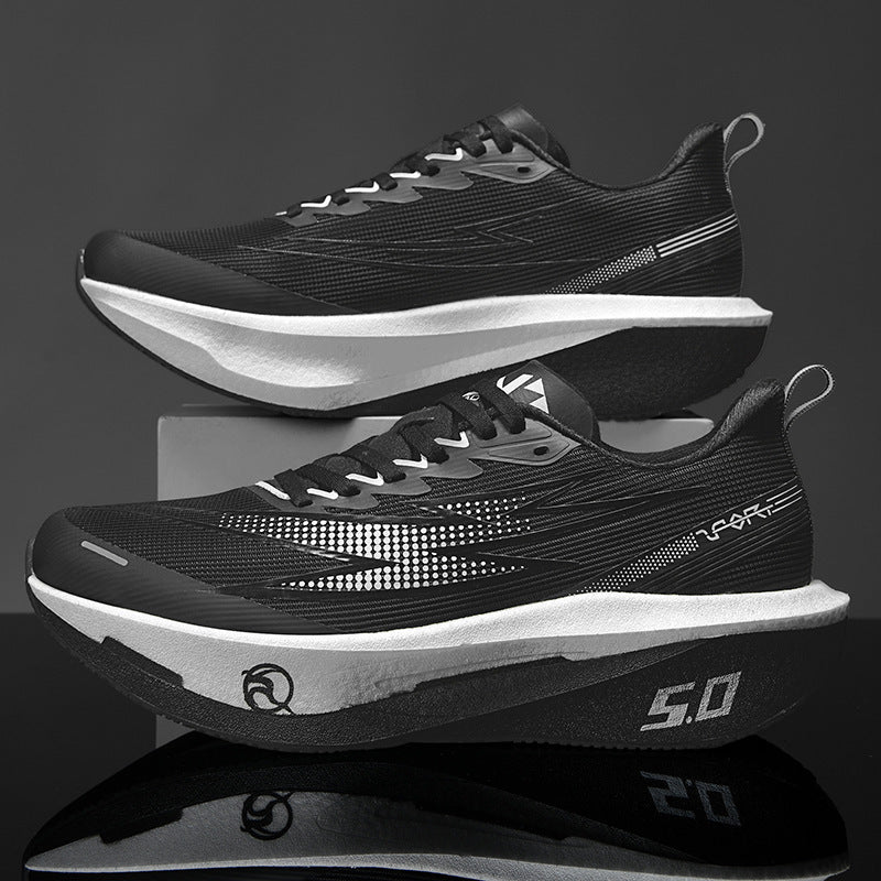 Unisex gedämpfte Race-Plateau-Laufschuhe mit Rocker-Zwischensohle und atmungsaktivem Micro-Mesh Drune