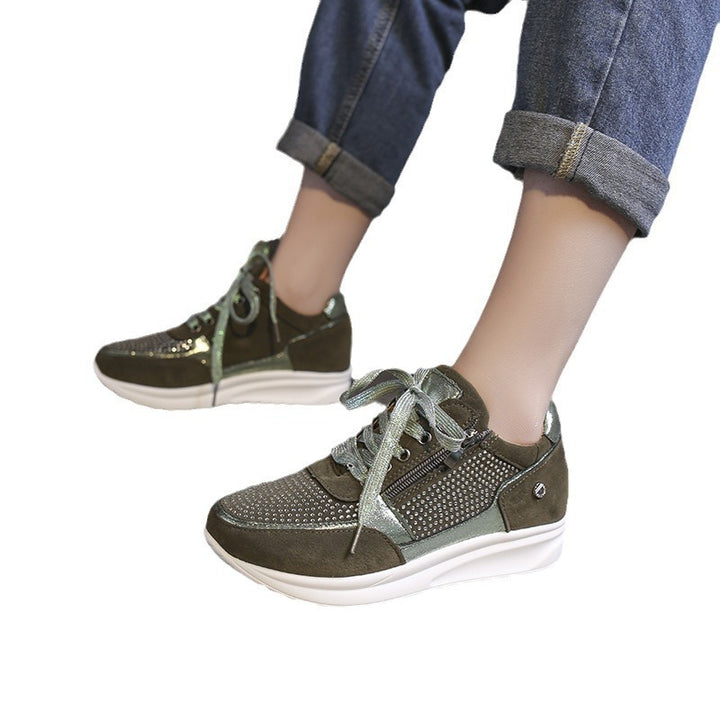 Damen Sneaker mit Keilsohle, Reißverschluss und Metallic-Details Drune