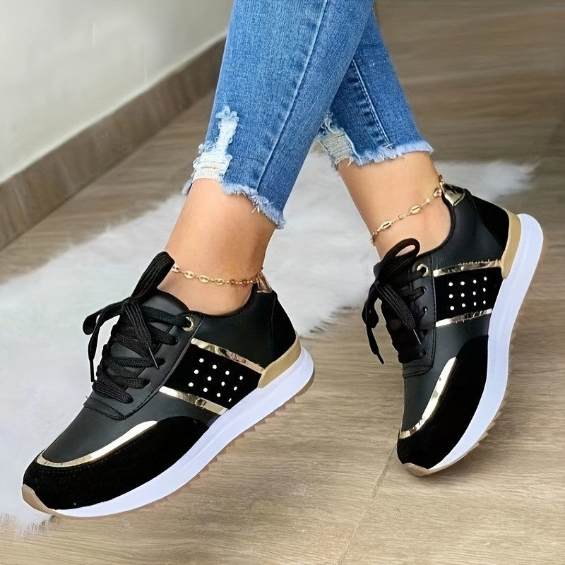 Damen Sportliche und elegante Fitness-Sneaker mit modischen Metallic-Akzenten Drune