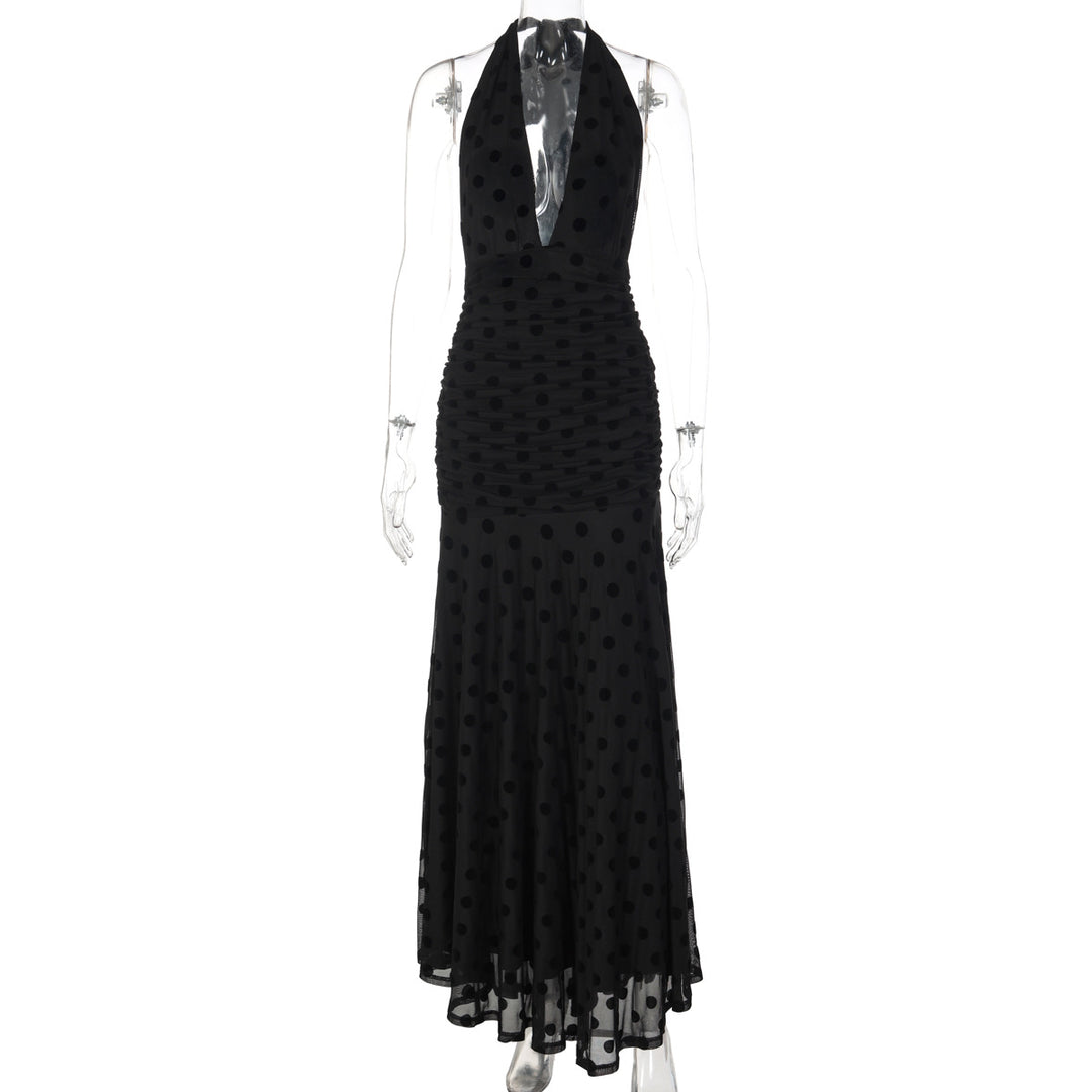 Damen Elegantes Maxikleid mit tiefem Ausschnitt und voluminösem Rock Drune