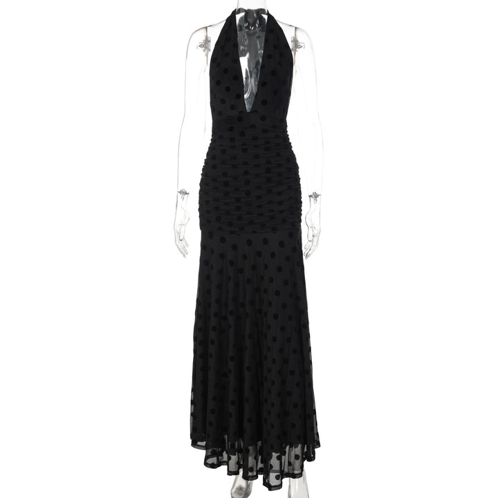 Damen Elegantes Maxikleid mit tiefem Ausschnitt und voluminösem Rock Drune