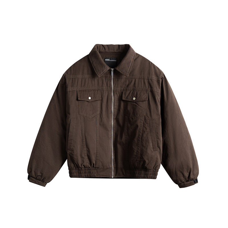 Herren Kurzboxy-Blouson mit Hemdkragen, Utility-Brusttaschen und elastischem Saum Drune