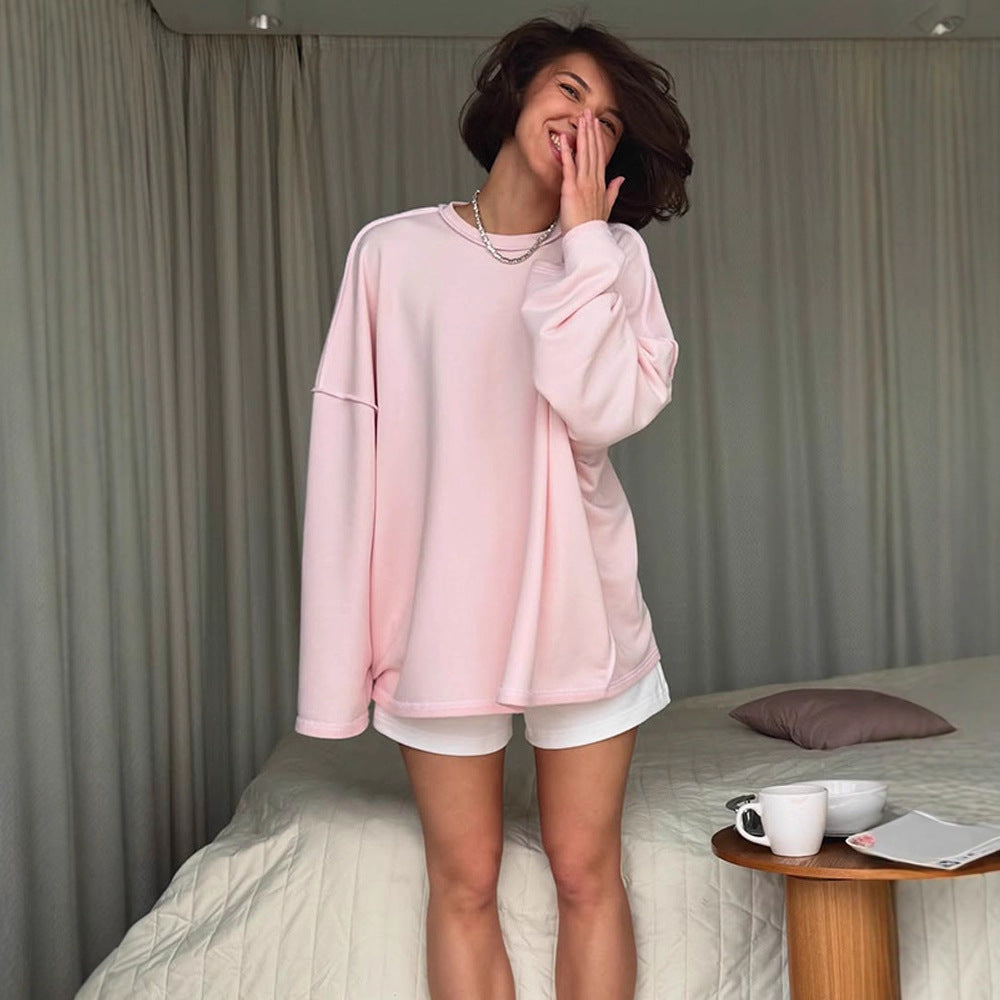 Damen Oversized Sweatshirt mit Raglanärmeln & extra langem Lounge‑Schnitt Drune