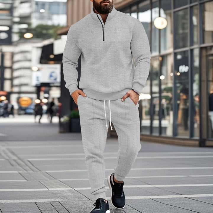 Herren nan Strukturiertes Halbzip-Sweatset mit Waffelstrick und konischer Jogginghose Drune