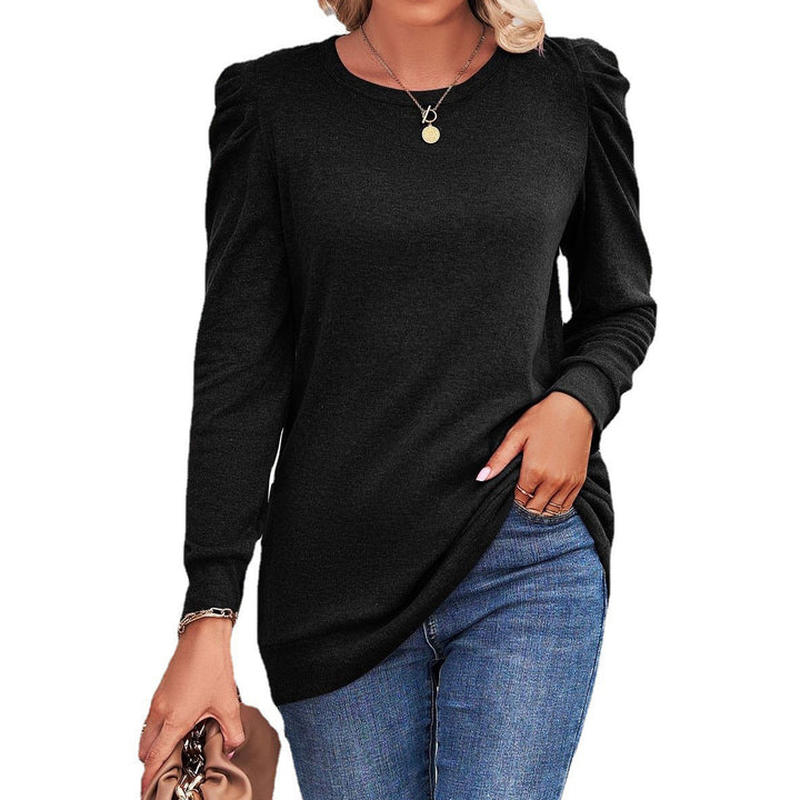 Damen lässiges Sweatshirt mit Puffärmeln und asymmetrischem Saum Drune