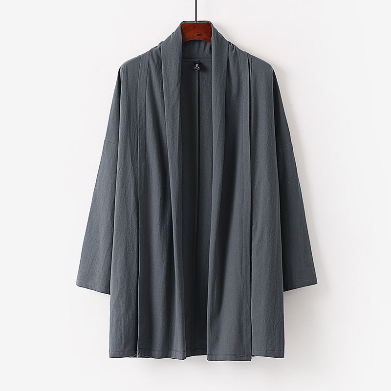 Unisex Offene Kimono-Cardigan aus leichter Baumwoll-Leinen-Mischung Drune
