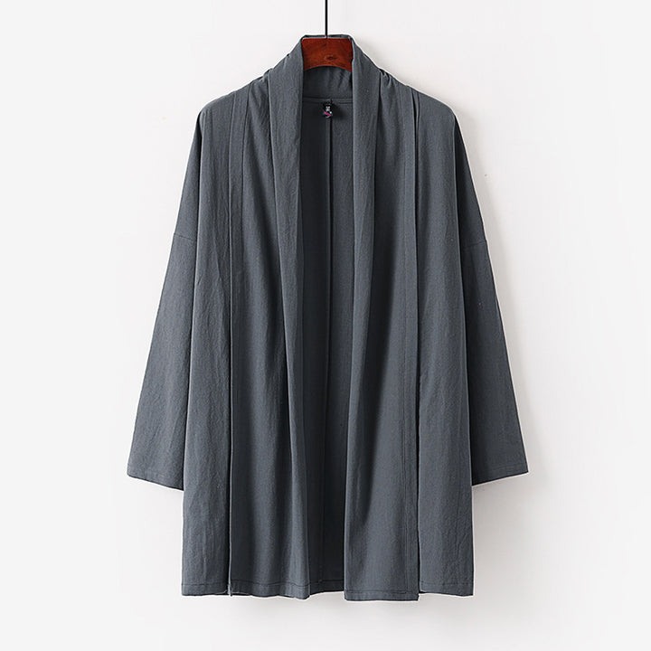 Unisex Offene Kimono-Cardigan aus leichter Baumwoll-Leinen-Mischung Drune