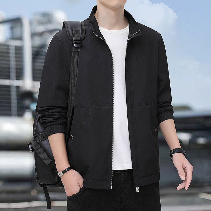 Herren Leichte Urban-Windjacke mit Stehkragen, Reißverschluss und elastischen Bündchen Drune