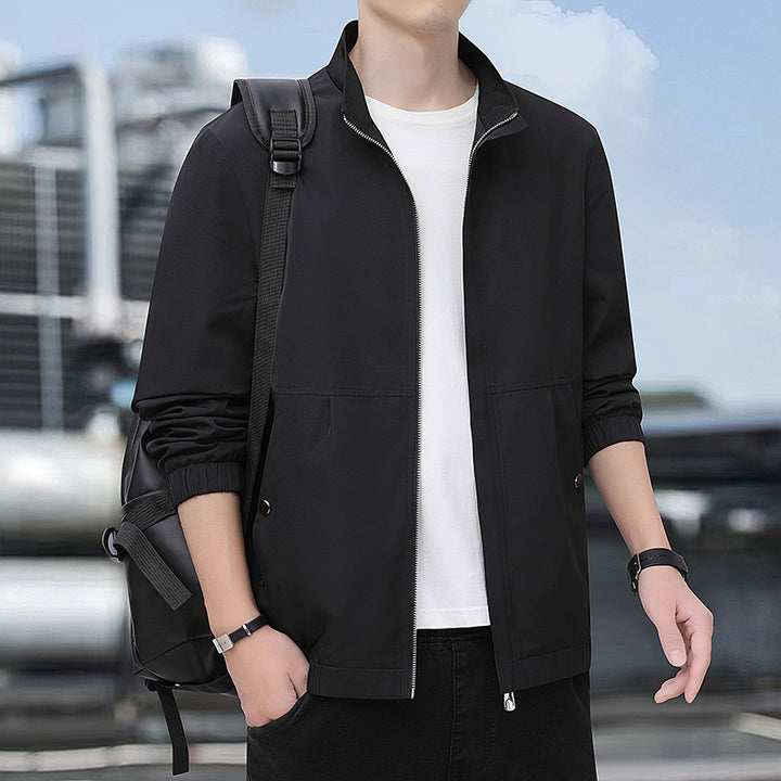 Herren Leichte Urban-Windjacke mit Stehkragen, Reißverschluss und elastischen Bündchen Drune