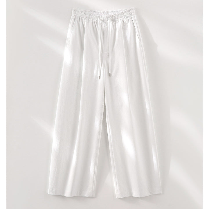 Damen Weite Tunnelzug-Hose mit Elastikbund, geradem Bein und Eingrifftaschen Drune