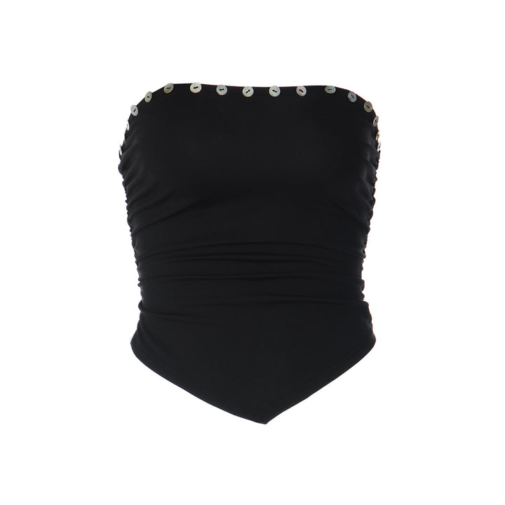 Damen Crop-Top mit raffinierten Rüschendetails und figurbetonter Passform Drune