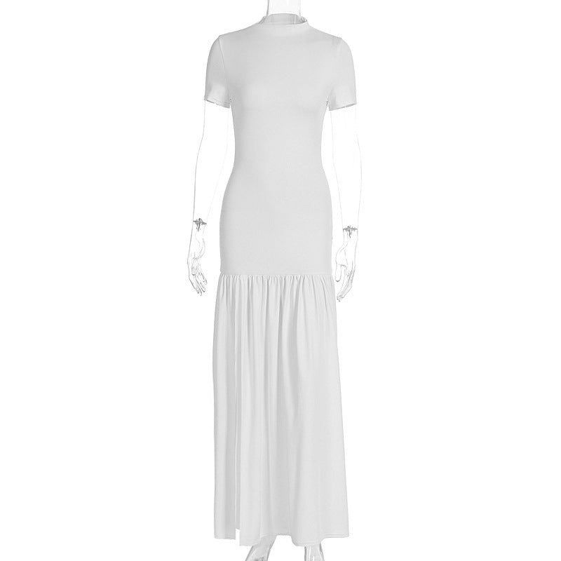 Damen Maxi-Kleid mit elegantem halblangen Ärmel und voluminösem Rock Drune