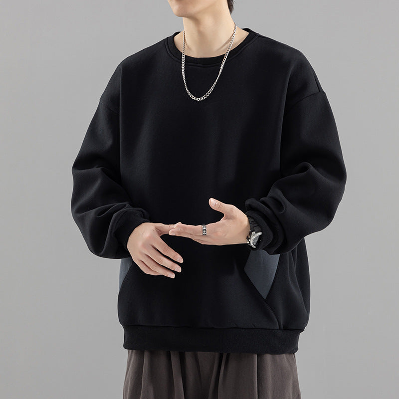 Herren Oversized Sweatshirt mit kontrastierenden Seitentaschen und weichem Fleecefutter Drune