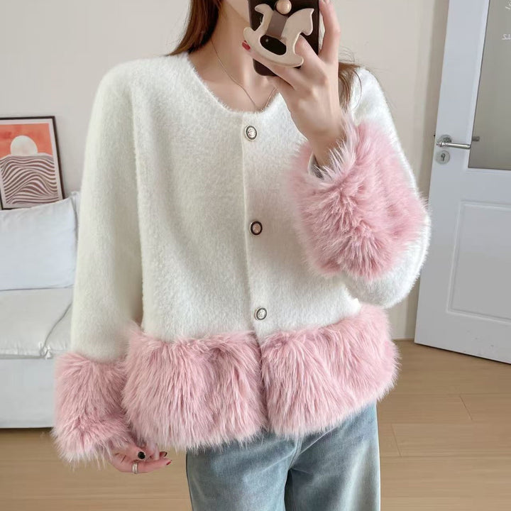 Damen Stilvolle und Flauschige Strickjacke Drune