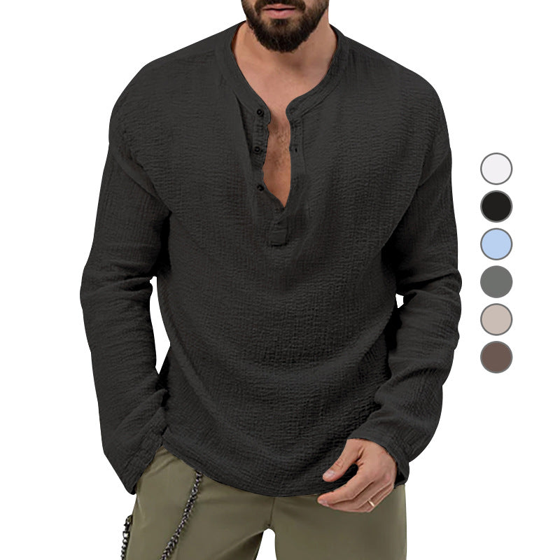 Herren Langarmshirt mit Knopfleiste Drune