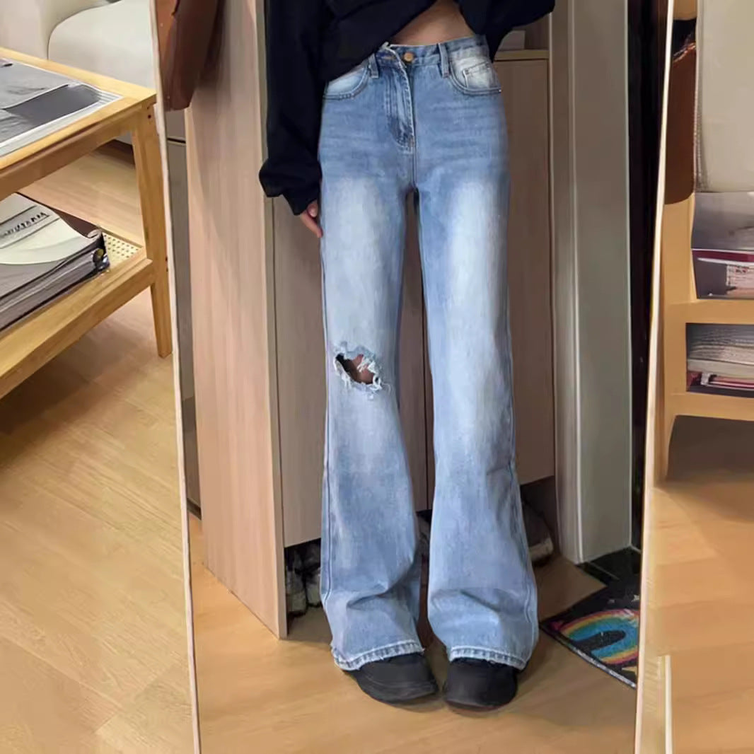 Damen Flared Jeans mit hohem Bund und modischen Rissdetails Drune